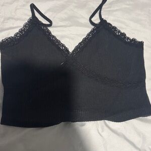 Aeropostale Black Lace Trim Crop Top